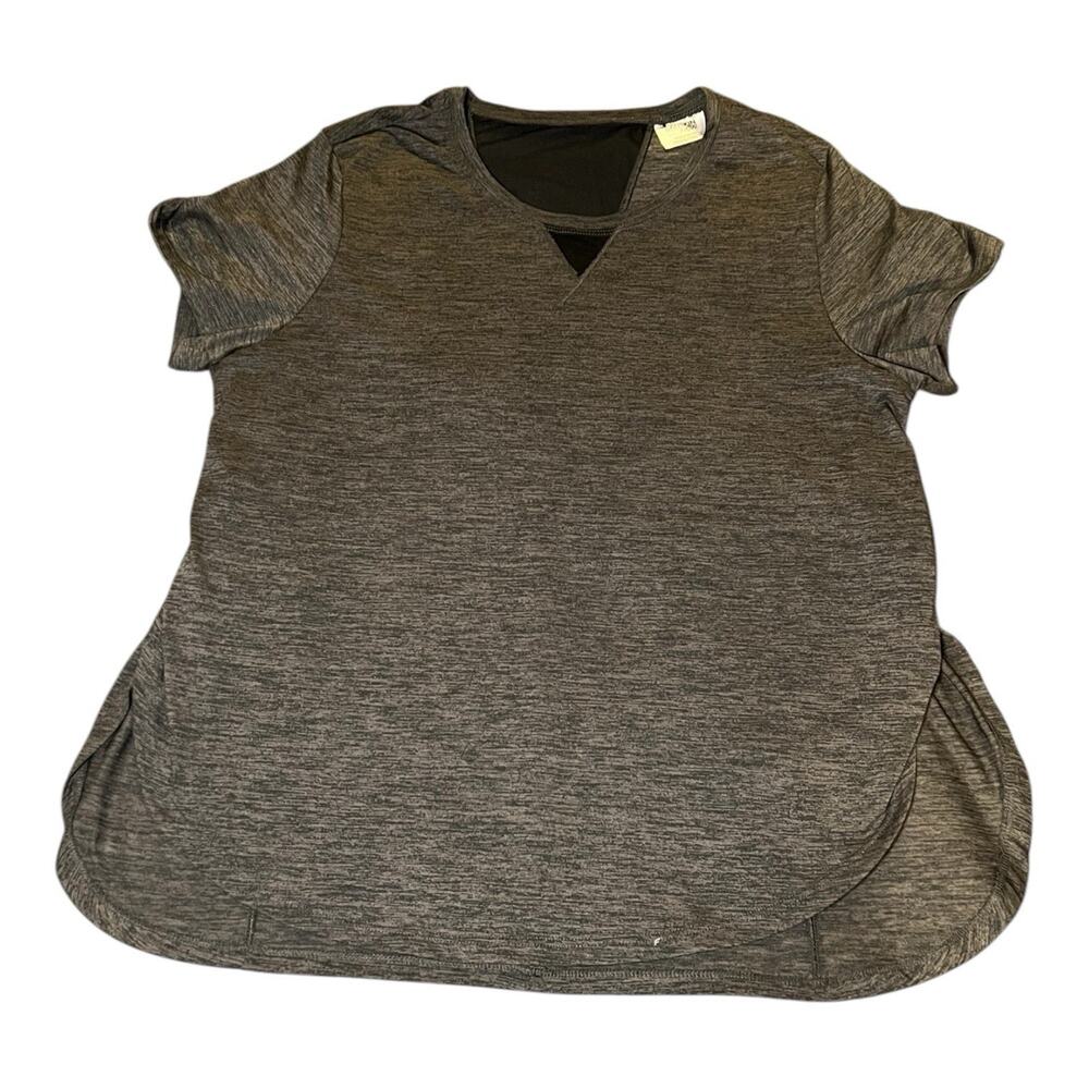 Danskin Now Dri-More Athletic T-Shirt Size Large Mesh Back Lightweight Gray